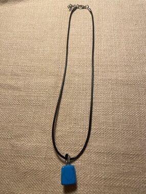 Blue Turquoise Pendant Necklace on Black Cord